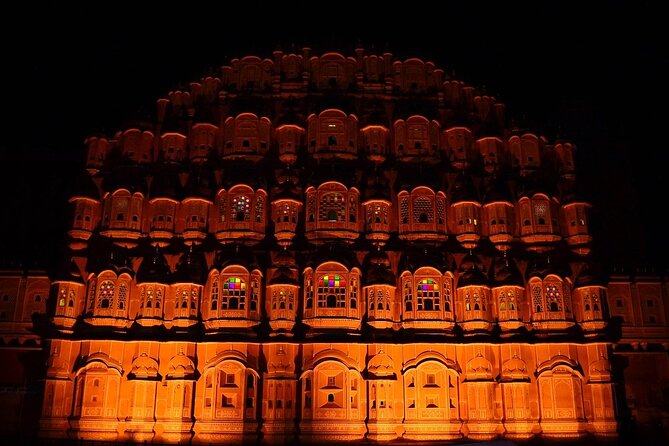 Jaipur by Night Evening Tour with Nahargarh Fort Views - Hawa Mahal at night: 953 windows and the quick stop that matters